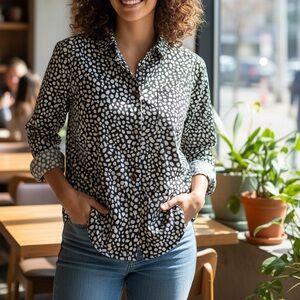 Plus size Black and White leopard Print Shacket size XXL